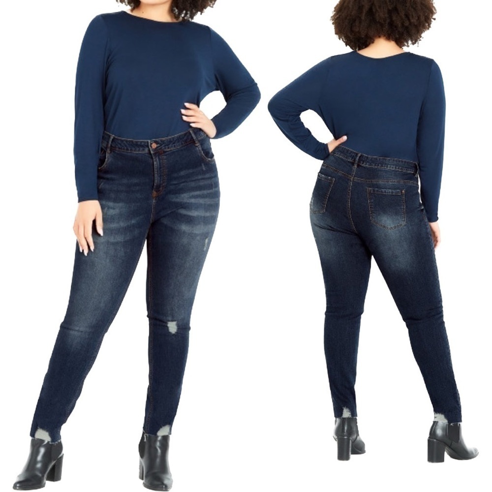 Evans 14w-32w High Rise Ripped Stretch Skinny Jean Mid Wash Be03.5 — image 2 of 7